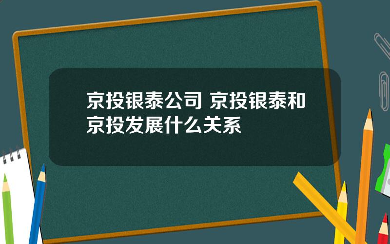 京投银泰公司 京投银泰和京投发展什么关系